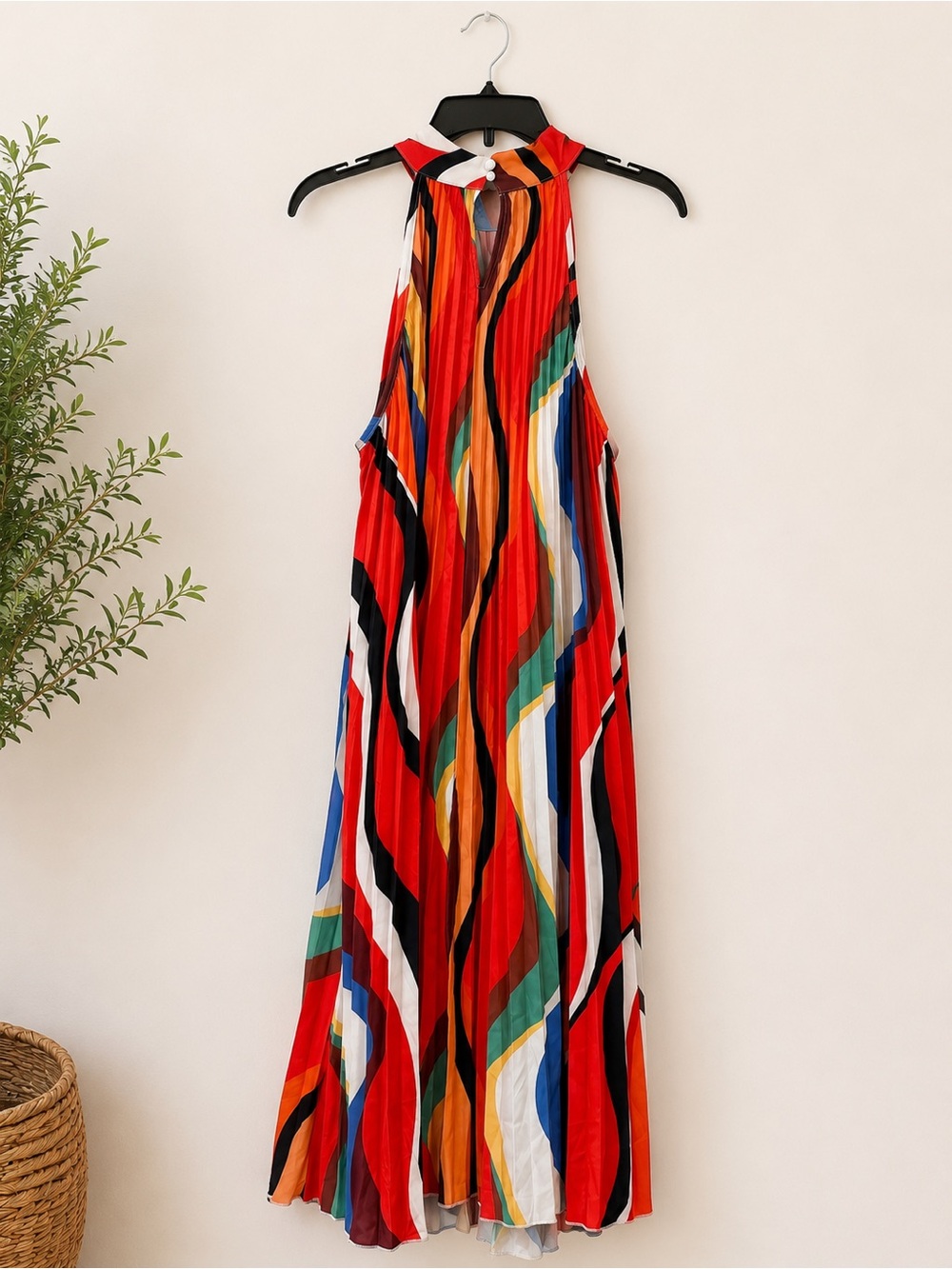 SHEIN Curve Multicolor Pleated Halter Maxi Dress 3XL - Picture 4 of 4